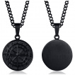 Pendentif homme style boussole ancienne en acier noir