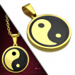 Pendentif homme Tao Yin et Yang en acier - noir et dor