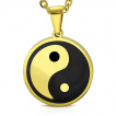 Pendentif homme Tao Yin et Yang en acier - noir et dor