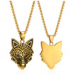 Pendentif homme viking loup de Fenrir doré en acier