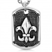 Pendentif inox petite plaque pointille  fleur de lys