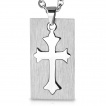 Pendentif petite plaque acier  croix fleur de lys