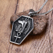 Pendentif plaque Anubis en acier noirci