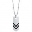 Pendentif plaque  3 chevrons style militaire en acier