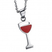 Pendentif verre de vin rouge en acier (+chaine)