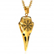 Pendentif viking crane de corbeau doré gravé Vegvisir