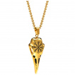Pendentif viking crane de corbeau doré gravé Vegvisir