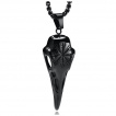 Pendentif viking crane de corbeau noir gravé Vegvisir