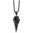 Pendentif viking crane de corbeau noir gravé Vegvisir