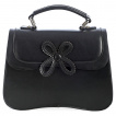 Petit sac à main similicuir rétro noir à bouton fleuri NOELLE - Banned