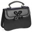 Petit sac  main similicuir rtro noir  bouton fleuri NOELLE - Banned