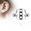 Piercing acier tragus / cartillage style bouclier ajouré à coeurs