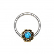 Piercing anneau CBR fleur antique à turquoise (septum / oreille...)