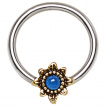 Piercing anneau CBR fleur vintage à opale bleue (septum / oreille...)