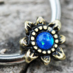 Piercing anneau CBR fleur vintage à opale bleue (septum / oreille...)