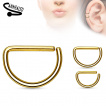 Piercing anneau oreille ou nez en D en acier plaqu IP