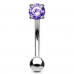 Piercing arcade / banane acier  pierre violet tanzanite