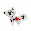 Piercing cartilage chien à coeur rouge