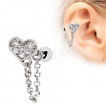 Piercing cartilage coeur pav de strass  chaine