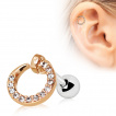 Piercing cartilage à croissant cuivré pavé de strass