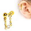 Piercing cartilage dor  chaine et strass