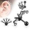 Piercing cartilage en éventail à 5 branches avec strass