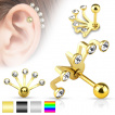 Piercing cartilage en éventail à 5 branches avec strass