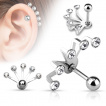 Piercing cartilage en éventail à 5 branches avec strass