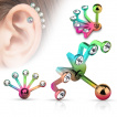 Piercing cartilage en éventail à 5 branches avec strass
