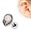 Piercing cartilage fleur serti d'une Opale