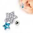 Piercing cartilage helix étoiles strass asymétriques