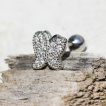 Piercing cartilage hlix  papillon pav de strass clairs