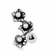 Piercing cartilage hlix vintage  fleurs avec strass