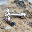 Piercing cartilage papillon et fleur strass