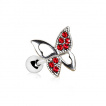 Piercing cartilage papillon  strass rouges