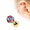 Piercing cartilage tragus hlix dor  boule de strass multicolores