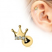 Piercing cartilage tragus hlix dor  couronne royale avec strass