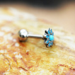 Piercing cartilage tragus hélix à fleur de turquoise style antique