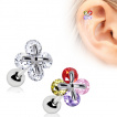 Piercing cartilage tragus helix trèfle à 4 feuilles avec strass