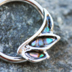 Piercing CBR  aile d'ange couverte d'abalone (septum, oreille...)