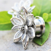 Piercing écarteur plug en acier à fleur de cristal
