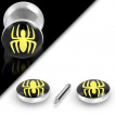 Piercing faux plug acier  araigne jaune sur fond noir