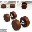 Piercing faux plug en acier et bois marron fonc - 10mm