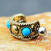 Piercing helix antique à perles de turquoise