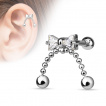 Piercing hlix / cartilage  noeud papillon avec chainettes