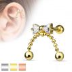 Piercing hlix / cartilage  noeud papillon avec chainettes