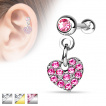 Piercing hélix / cartilage avec pendentif coeur pavé de strass