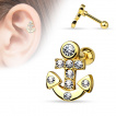 Piercing hélix / cartilage en forme d'ancre de marine avec strass