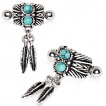 Piercing hlix style indien  plumes et turquoises