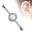 Piercing industriel à ornement en laiton avec Opale de synthèse